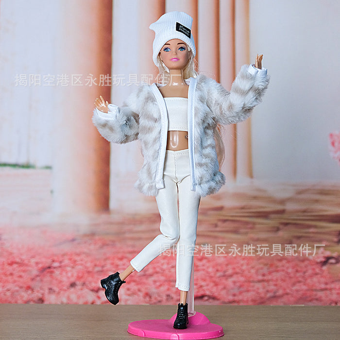 Wholesale Leopard Print Plush Vest et Skirt suit