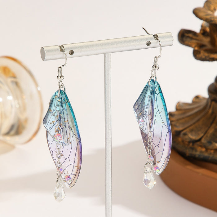 Wholesale Wings, Earhooks, Butterfly Earrings, Temperament, Long Eardrops, Cicada Wings, Gradient Colored Earrings