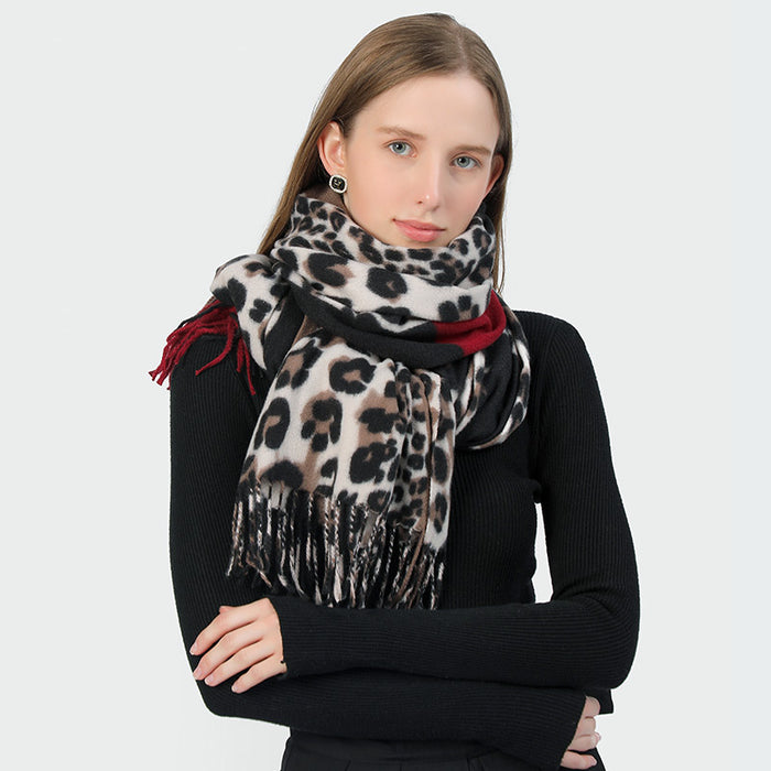 Wholesalewinter  leopard print scarf  thickened lengthened cashmere