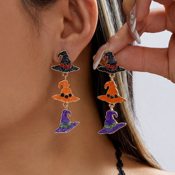 Wholesale Pumpkin Witch Hat Candy Bat Mixed Earrings Fashion Accessory Gift