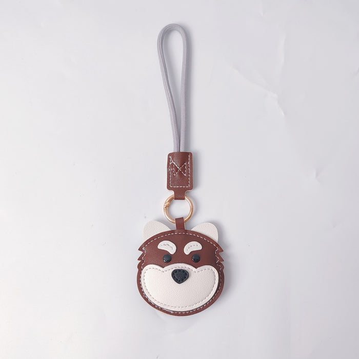 Wholesale PU Leather Black Husky Cartoon Dog Keychain Bag Charm Trendy Car Key Accessory