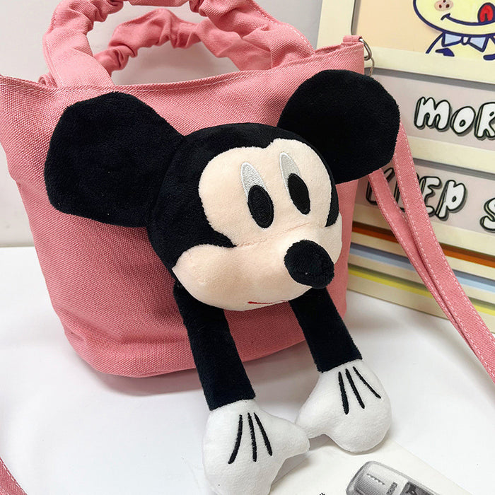 Wholesale Canvas cartoon plush bucket shoulder bag that can be carried by hand