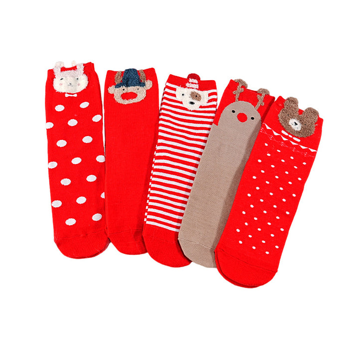 Wholesale  Christmas socks Red Bear socks women' s mid-calf length socks cute autumn and winter cartoon Christmas socks