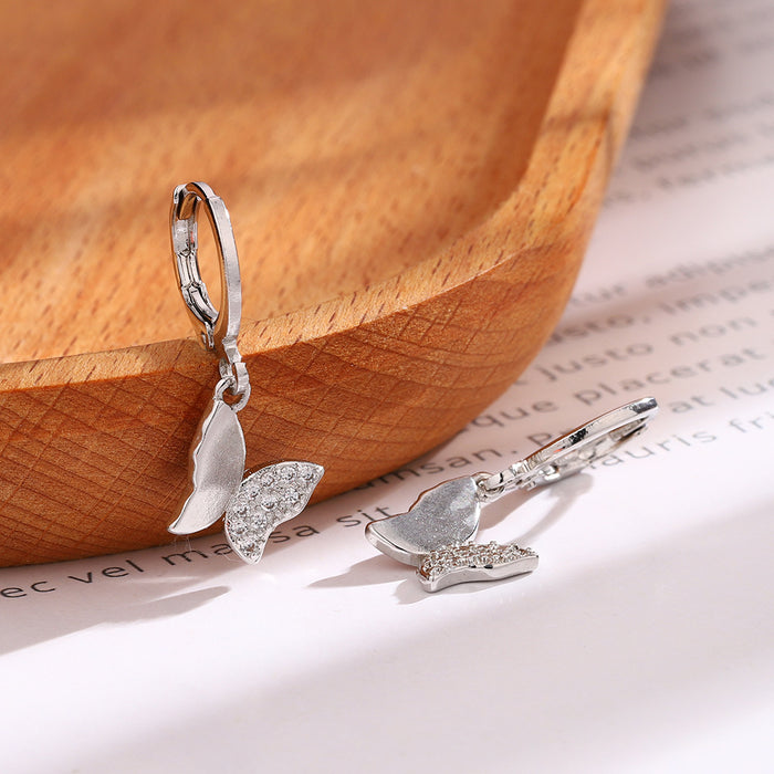 Wholesale Butterfly zircon sparkling diamond earrings with versatile earrings