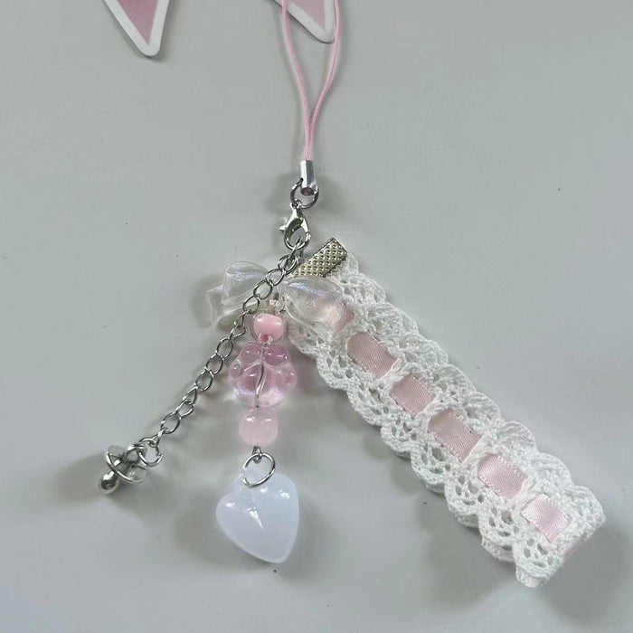 Wholesale Ballet Shoes Original Lace Cat Claw Girl Pink Bow Ribbon Mobile Phone Chain