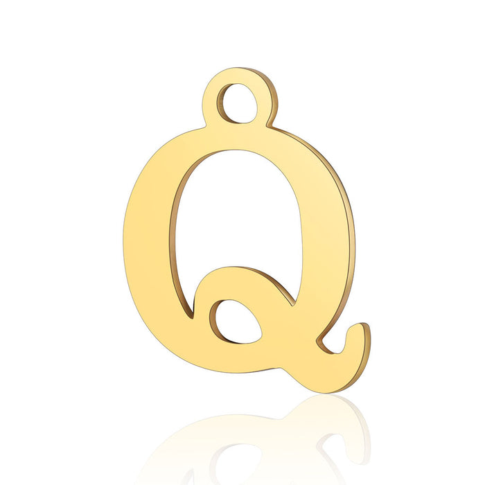 Wholesale 5 Pcs Titanium Steel Letter 26 Gold Capital English Letter Pendants JDC-PT-QZ001