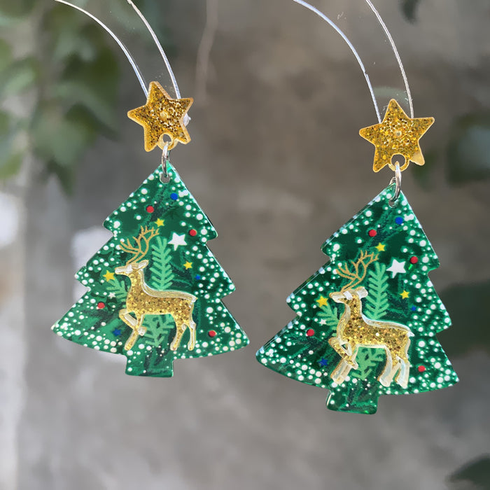 Wholesale New Year Christmas Acrylic Earrings Christmas Tree  Holiday Earrings
