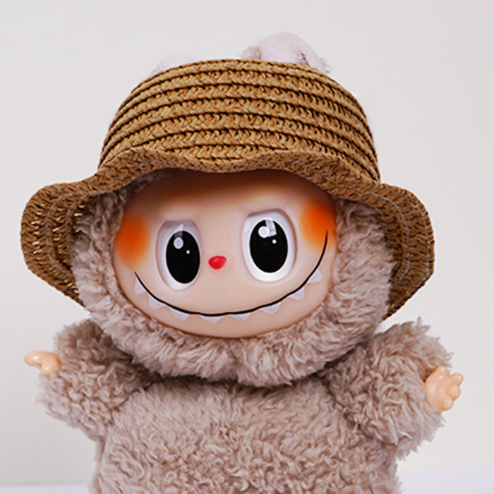 Wholesale  mini hollow top woven straw hat dome wave pull cloth leaking ear hat dress-up baby clothes accessories