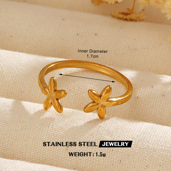 Wholesale women's Stainless steel Gold Plated Rings flower Adjustable rings