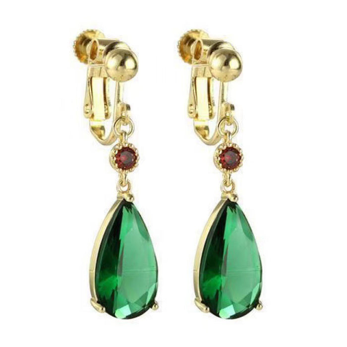 Wholesale Anime Ruby and Emerald Water Drop Pendant Earrings-JDC-ES-Dingy008