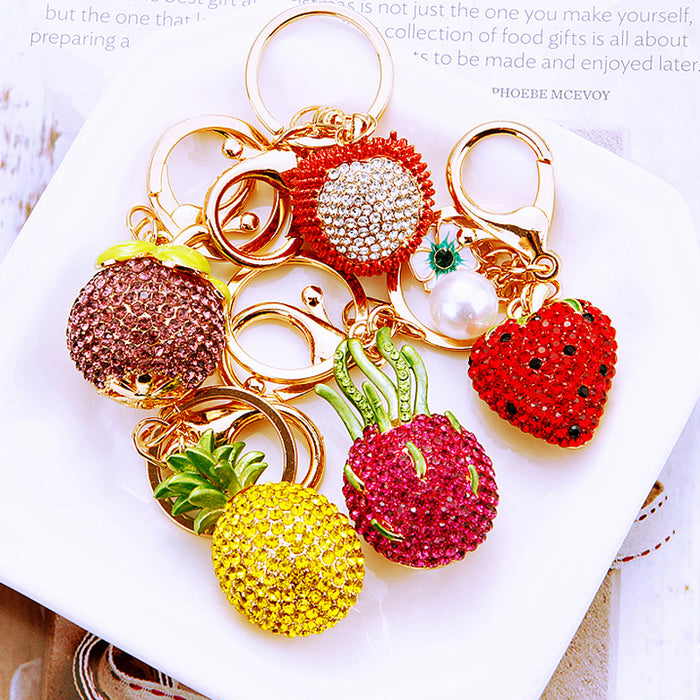 Wholesale Diamond studded car keychain metal pendant keychain ring gift