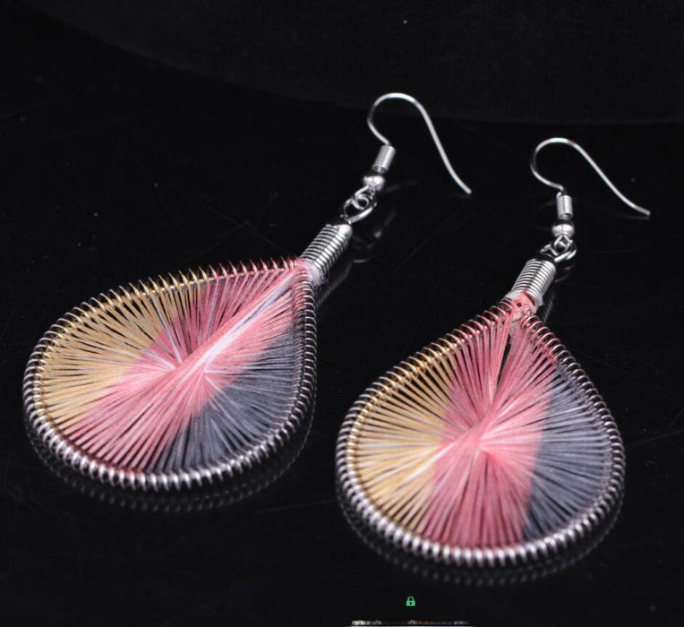Wholesale Fashionable and trendy silk earrings, handmade oval exaggerated earrings accessories