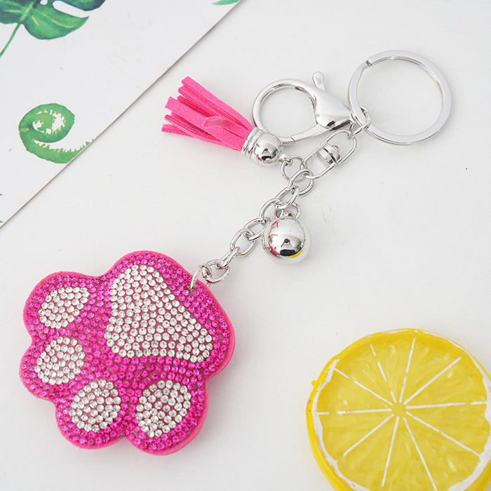 Wholesale Rhinestone Cartoon Bear Paw Keychain