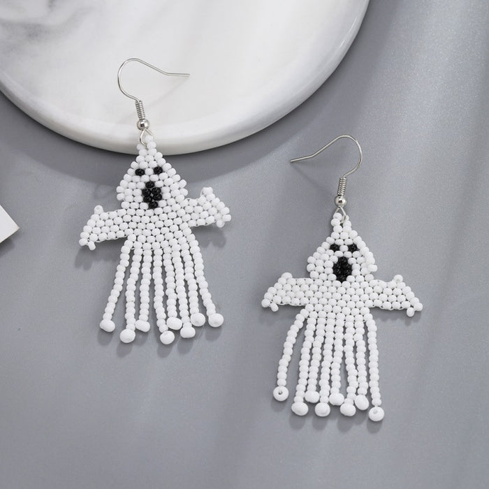 Wholesale  tassel earrings female creative skull ghost handmade rice beads earrings earrings