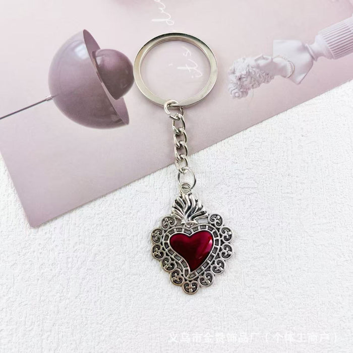 Wholesale Gothic style dark keychain pendant metal heart hot girl style palm bag cross pendant