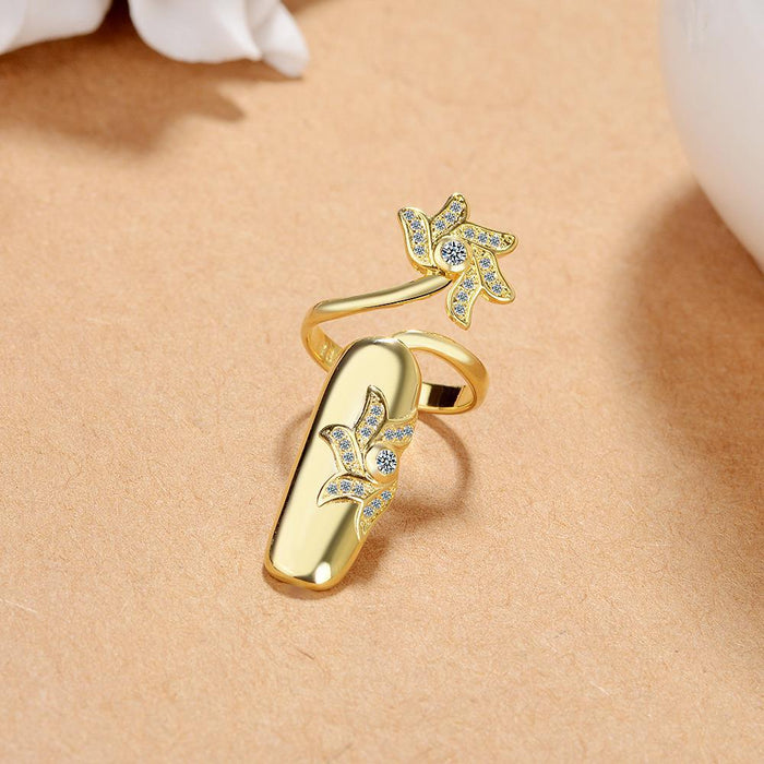 Wholesale Personalized, fashionable, creative, open finger joint ring, nail ring, temperament, diamond studded nail set jewelry wholesale