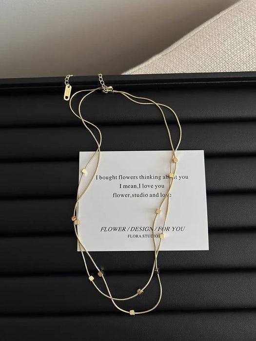 Wholesale Small square double-layer necklace clavicle chain temperament accessories fashion