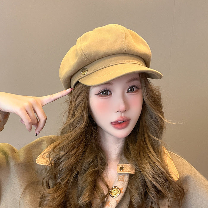 Wholesale Hat Women's Retro Octagonal Hat Versatile Beret Literary Newspaper Children's Hat
