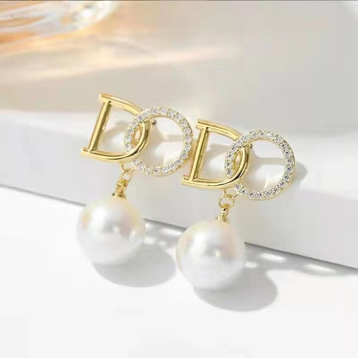 Wholesale Diamond Letter Beads Alloy Earrings JDC-ES-Chengx010