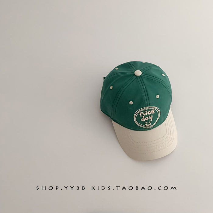 Wholesale Color blocked letter children's duck tongue hat, baby sun shading and sun protection versatile thin baseball cap