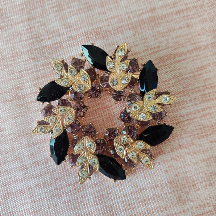 Wholesale Rhinestone Crystal Bauhinia Flower Ring Alloy Brooch JDC-BC-GuoQY002