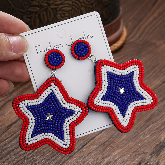 Wholesale New handmade creative earrings with five pointed stars, rainbow letters, national flag, personalized earrings