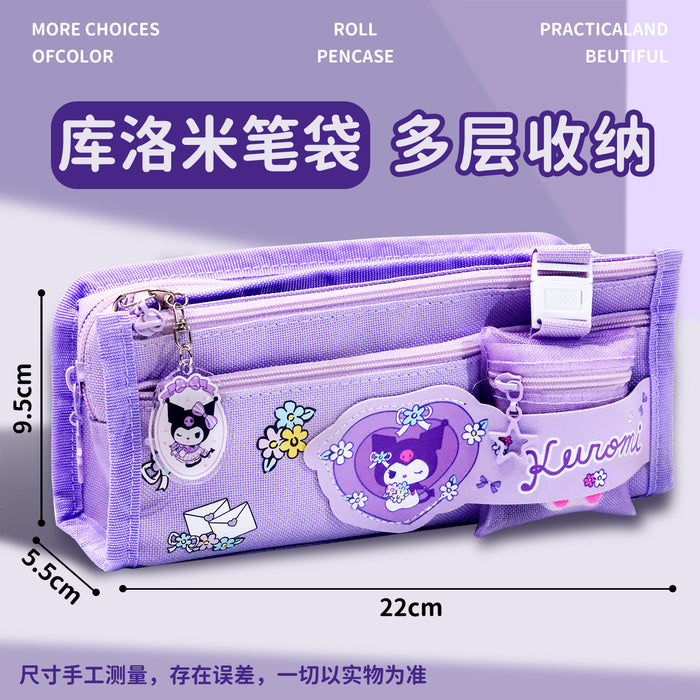 Wholesale Canvas Pencil Case for Girls Large Capacity Double Layer Casual School Gift