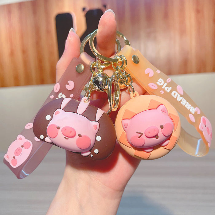 Wholesale Cute PVC Cartoon Bread Pig Keychains