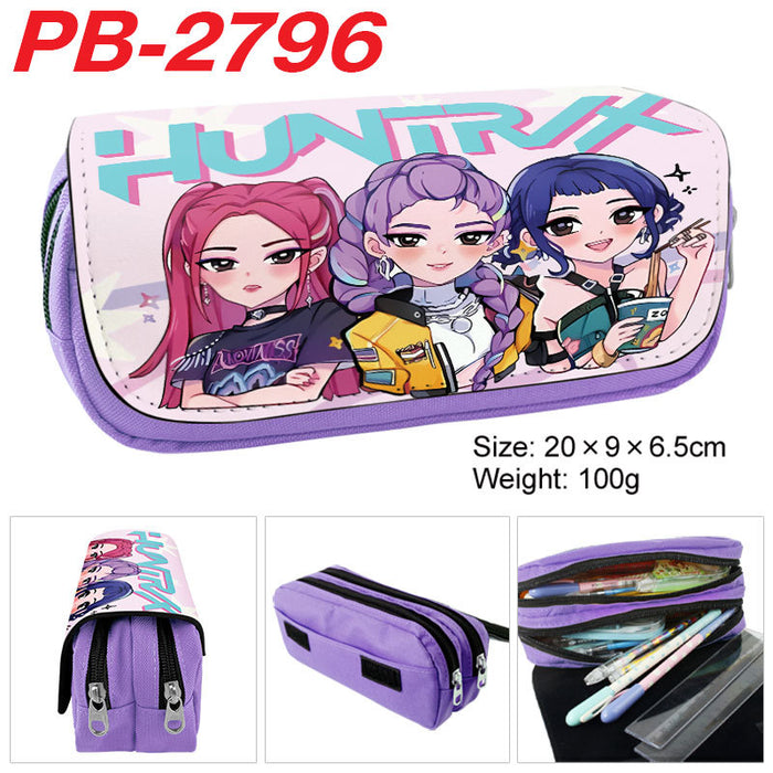 Wholesale Kpop pu full color cartoon student pencil case stationery box