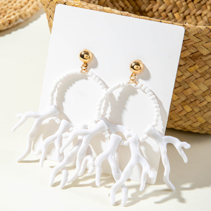 Wholesale Fashionable and personalized turquoise earrings, geometric acrylic coral pendant earrings, and earrings