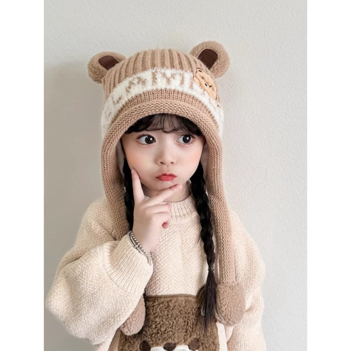 Wholesale Cute Girls Thickened Warm Children's Hat Autumn and Winter Cartoon Boy's Wool Hat Baby Ear Protection Hat