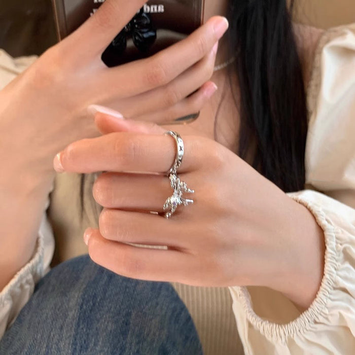 Wholesale Open silver Butterfly Ring Girls Design Wings Finger Ring