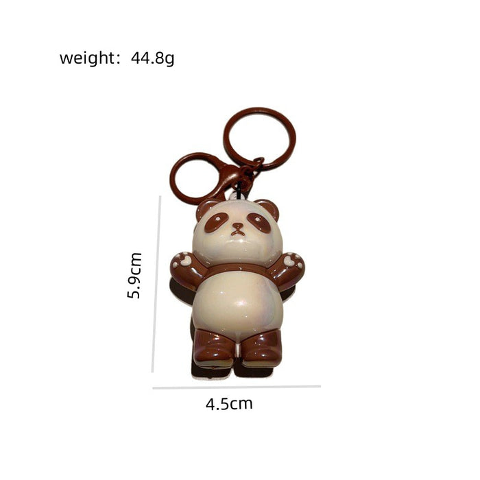 Wholesale 5 PCS Cute PVC Standing Panda Keychains with Glossy Electroplated Finish