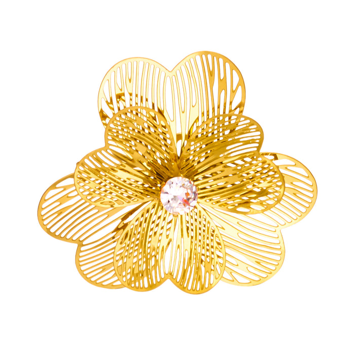 Wholesale Fashion Stainless Steel Flower Opening Adjustable Ring