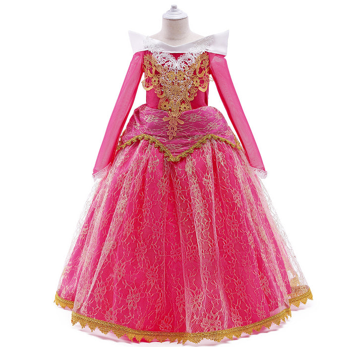 Wholesale Dress Shoulder Long Sleeve Girl's Puffy Princess Dress