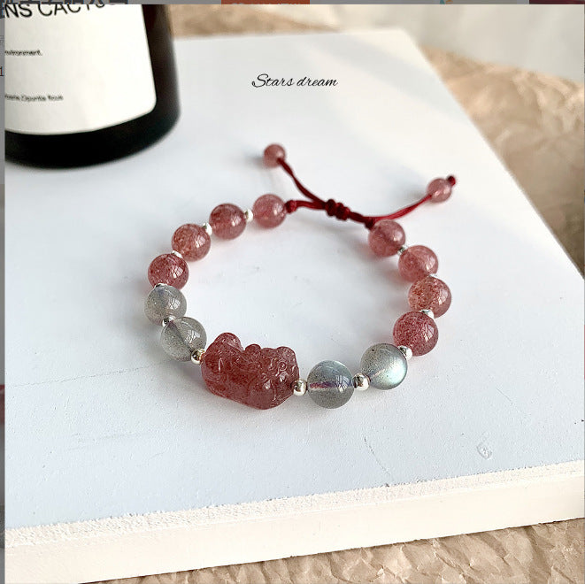 Wholesale Natural Crystal Bracelet Women's Red Hand Rope Weaving Gift