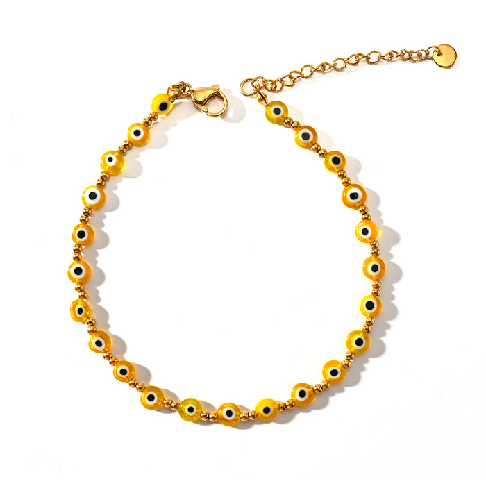 Wholesale Classic Hot Selling Devil's Eye Foot Chain Resin Flat Bead Stainless Steel Accessories Evil Eye Foot Accessories