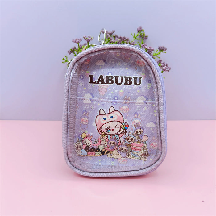 Wholesale Coin Purse Pendant Small Storage Bag Cartoon Canvas Double-Layer Transparent Cosmetic Storage Bag