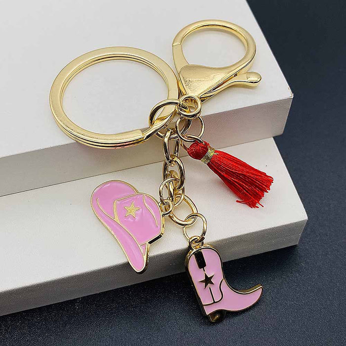 Wholesale Vintage denim-style alloy keychain
