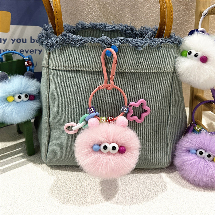 Wholesale Cute Cartoon Keychain Cute Creative Small Coal Ball Plush Doll Schoolbag Pendant Student Doll Gift