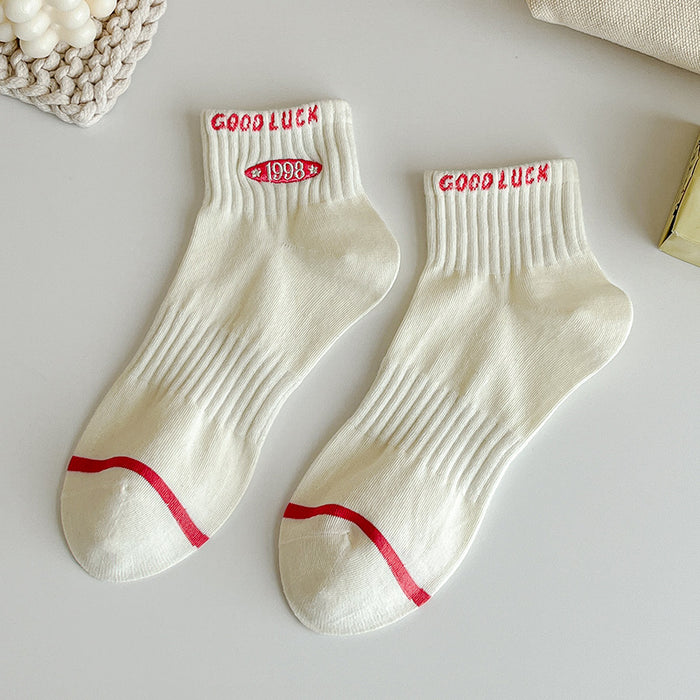 Wholesale Socks, tube socks, versatile embroidery, retro college style, casual, comfortable, breathable, sports socks, short socks, boat socks