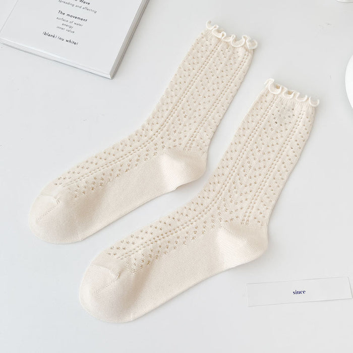 Wholesale Socks, thin cut, hollowed out, stacked socks, middle tube