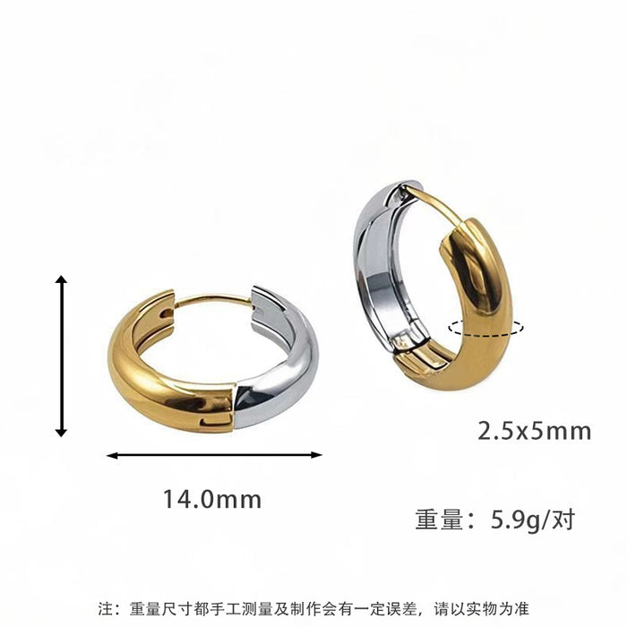 Wholesale Plain ring earrings with a light luxury and high-end feel, non fading titanium steel earrings and jewelry