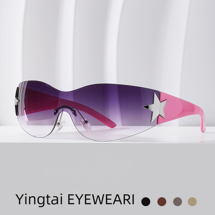 Wholesale Sunglasses integrated pilot sunshade sunglasses pentagram glasses
