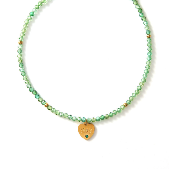 Wholesale New personalized multi-faceted natural stone necklace with stainless steel heart and diamond necklace color preservation