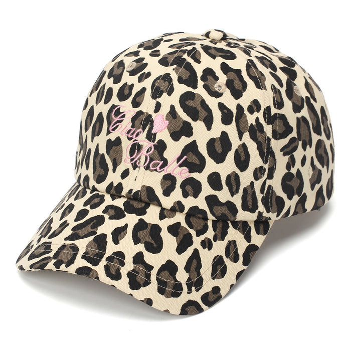 Wholesale Cotton Leopard Print Embroidery Baseball Cap with English Letters Women Sun Protection Summer Fashion Accessory Gift