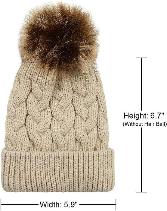 Wholesale winter children' s fur ball thickened wool hat