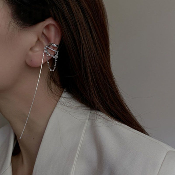 Wholesale Light luxury and agile without ear holes, butterfly pearl tassel ear bone clip, high-end earring design, earrings for women