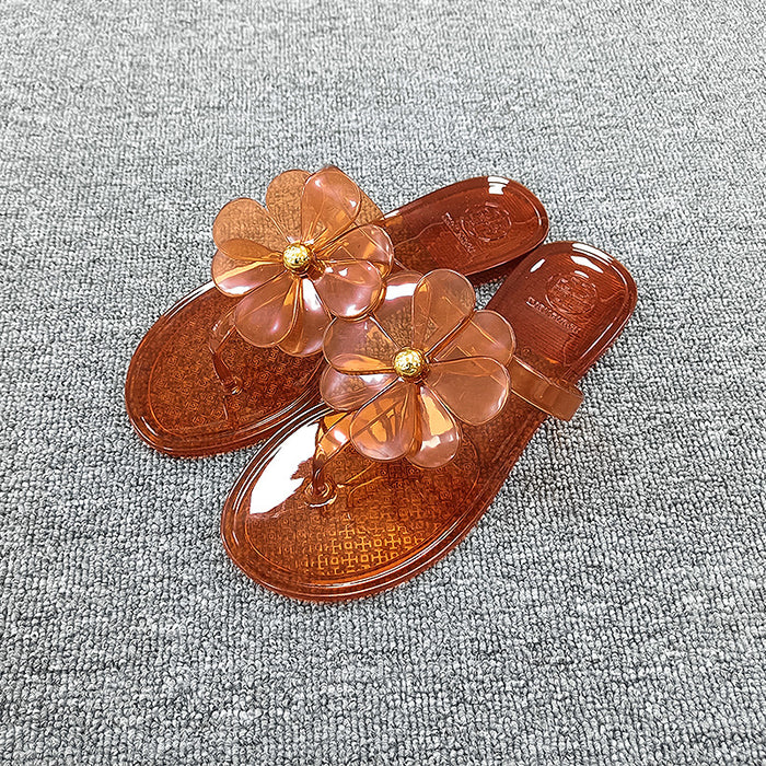 Wholesale Leather Sunflower Flip-flops for Women JDC-SP-BoH006