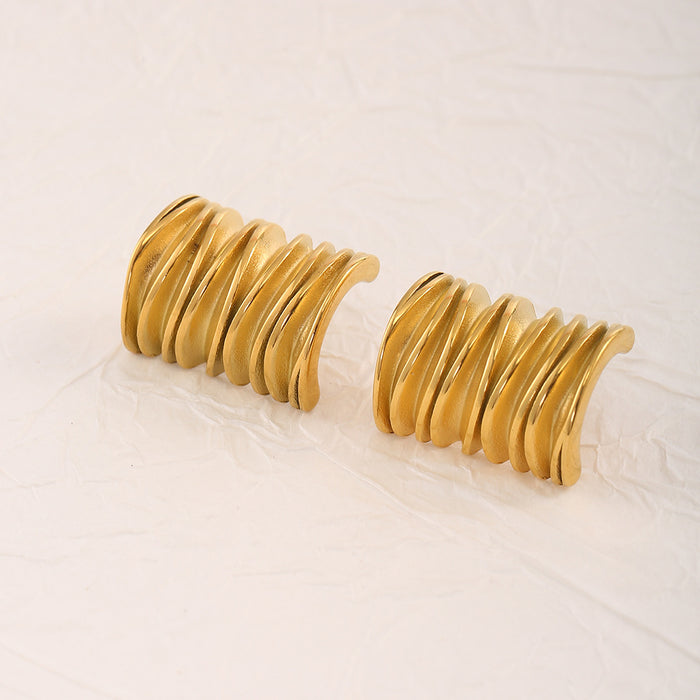 Wholesale Stainless steel patterned earrings, personalized square wave thread earrings, color preservation wholesale